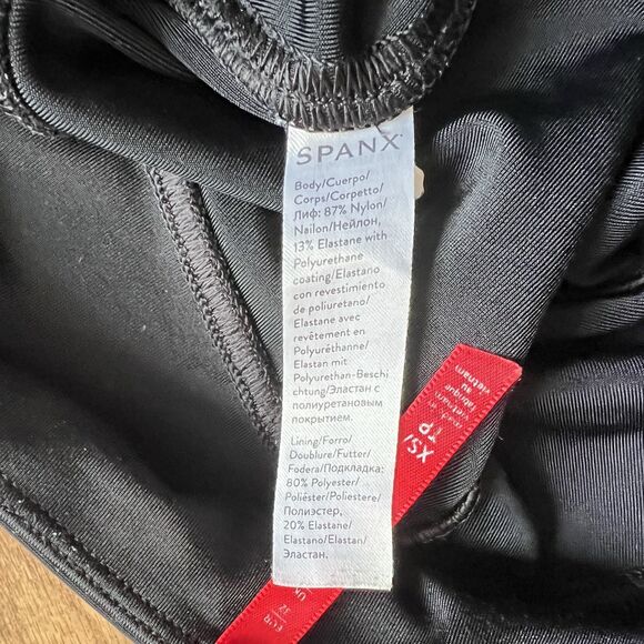 As Is Spanx Leggings Size XS Black Faux Leather Brocade 20261R - Picture 7 of 9